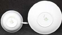 Load image into Gallery viewer, Green, Gold Trim Aynsley Bone China Cup and Saucer w/ Flower Bouquet Center
