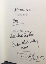 Load image into Gallery viewer, Signed Copy of Memoirs by Former Prime Minister Brian Mulroney &amp; Wife

