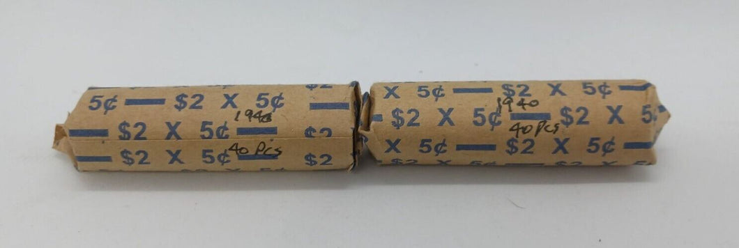 1940 Canadian Nickel Roll (Canada 5 cent) (40 coins per roll) x 2