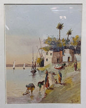 Load image into Gallery viewer, Framed &amp; Signed Watercolour - Sunset Seaside, Beach Side Scene
