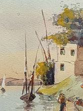 Load image into Gallery viewer, Framed &amp; Signed Watercolour - Sunset Seaside, Beach Side Scene
