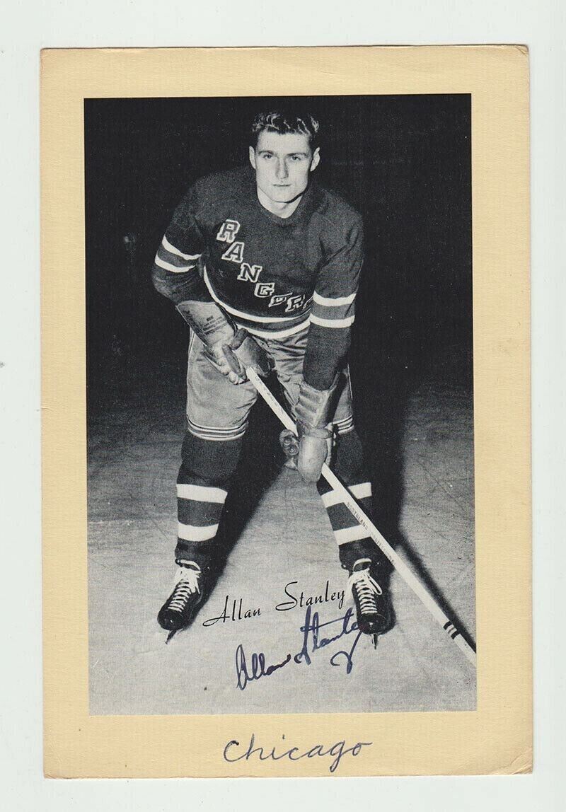 Allan Stanley Signed 1944-1963 Group II New York Rangers Beehive Photo