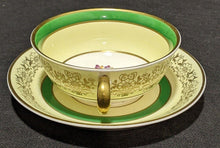 Load image into Gallery viewer, Vintage Johnson Bros Pareek Yellow &amp; Green Cream Soup Bowl &amp; Saucer Set
