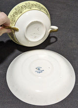 Load image into Gallery viewer, Vintage Johnson Bros Pareek Yellow &amp; Green Cream Soup Bowl &amp; Saucer Set
