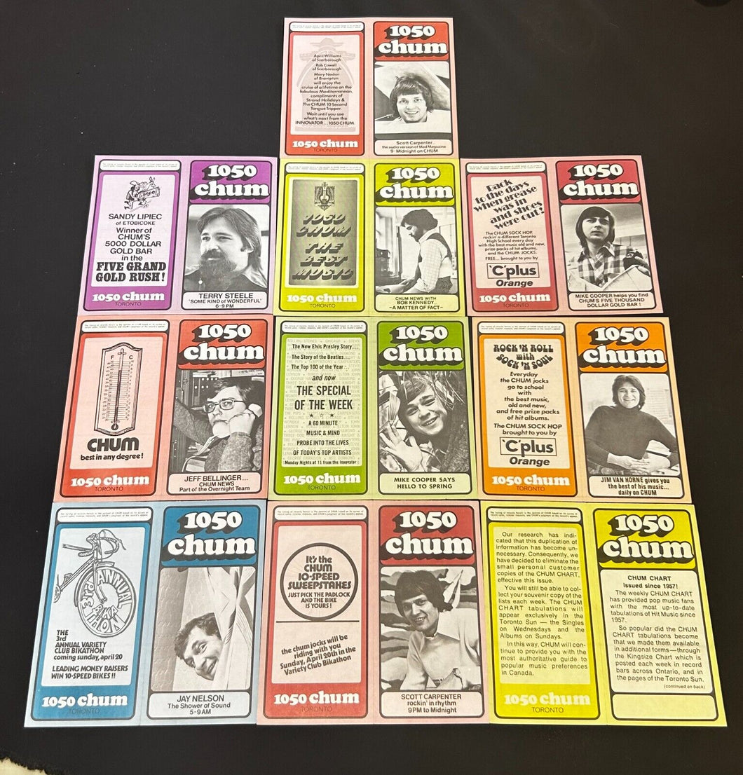 Vintage 1050 Chum30 Music Charts lot of 10 (F)