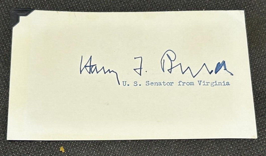 Cutout Autograph of Harry Flood Byrd Senator of Virginia, EX