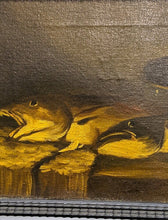Load image into Gallery viewer, Framed Artwork on  Canvas -- Fish on Table by &quot;Van Dyk&quot;
