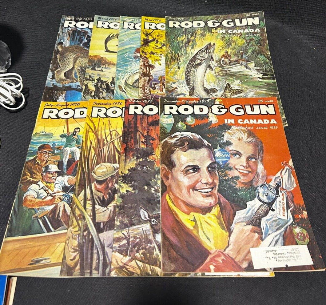 1970 Rod & Gun in Canada lot of 9 magazines