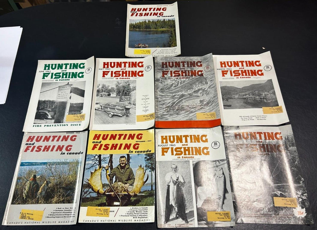 1963 Hunting and Fishing in Canada lot of 9 magazines