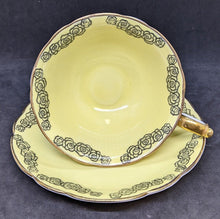 Load image into Gallery viewer, Royal Bayreuth Bavaria Bone China Bright Yellow &amp; Black Roses Cup &amp; Saucer
