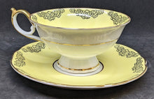 Load image into Gallery viewer, Royal Bayreuth Bavaria Bone China Bright Yellow &amp; Black Roses Cup &amp; Saucer
