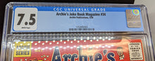 Load image into Gallery viewer, CGC Graded 7.5 Archie&#39;s Joke Book Magazine #34
