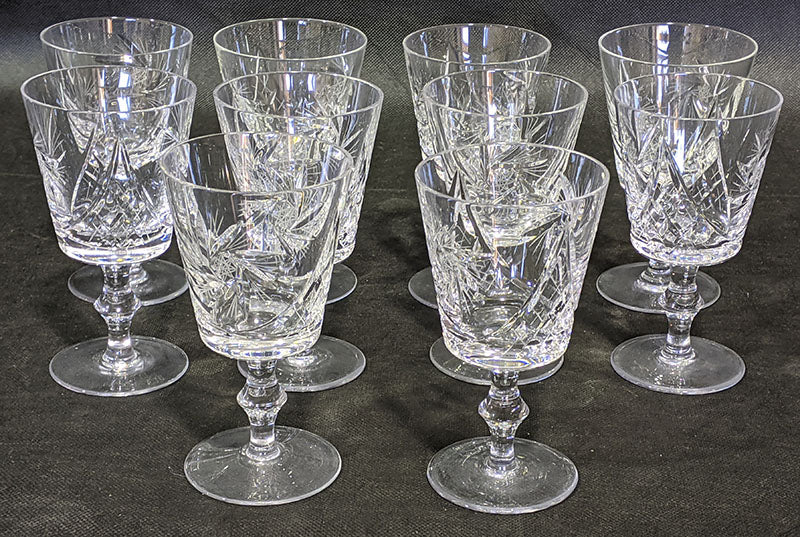 10 Crystal Water Glasses - Unsigned - 5 3/4