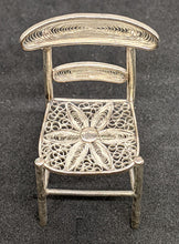 Load image into Gallery viewer, Vintage Filigree Silver Miniature Chair, Daisy Design on Seat
