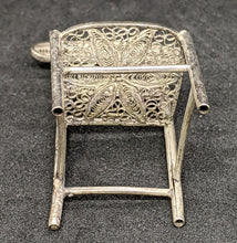 Load image into Gallery viewer, Vintage Filigree Silver Miniature Chair, Daisy Design on Seat
