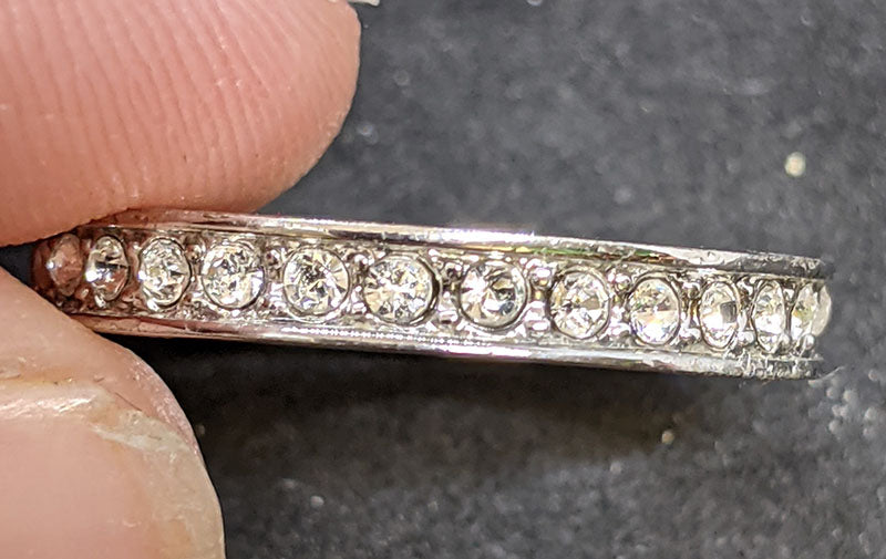 Silver Tone Rhinestone Eternity Ring - Size 7