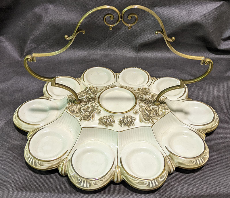 Large 10 Place CAPIDOMONTE Serving Tray - Brass handle