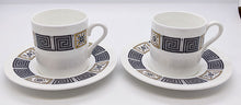Load image into Gallery viewer, Pair of Wedgwood Asia Black Pattern Demitasse Cup &amp; Saucers
