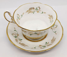 Load image into Gallery viewer, Vintage Coalport Bone China Cup &amp; Saucer - Gold Rim, Light Green Detail
