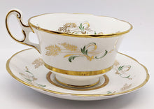 Load image into Gallery viewer, Vintage Coalport Bone China Cup &amp; Saucer - Gold Rim, Light Green Detail
