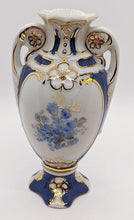 Load image into Gallery viewer, Royal Dux Bohemia Small Vase - Made In Czechoslovakia - Blue &amp; Gold
