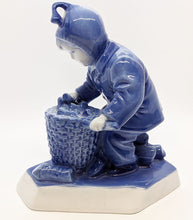 Load image into Gallery viewer, Vintage Blue To White Porcelain Boy Figurine - Solnay, Hungary

