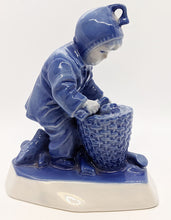 Load image into Gallery viewer, Vintage Blue To White Porcelain Boy Figurine - Solnay, Hungary
