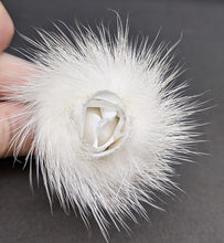 Load image into Gallery viewer, Vintage White Mink Rose Pin / Brooch
