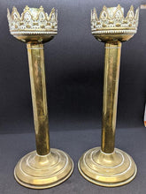Load image into Gallery viewer, Vintage Brass Candlestick Holders - Pair - 10 1/2&quot; Tall
