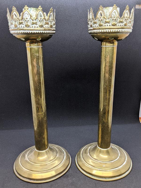 Vintage Brass Candlestick Holders - Pair - 10 1/2