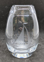 Load image into Gallery viewer, Kosta Art Glass Vase - Etched Sailboat - Vicke Lindstrand
