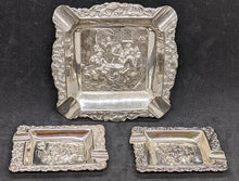 Load image into Gallery viewer, Silver Plated 3 Piece Ashtray Set
