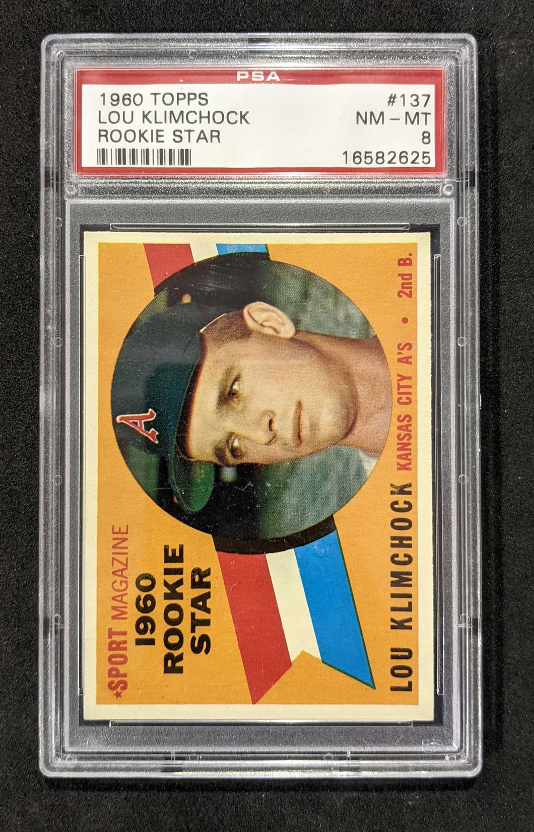 1960 Topps Lou Klimchock Rookie Star #137 PSA NM-MT 8 (Well Centered), 16582625