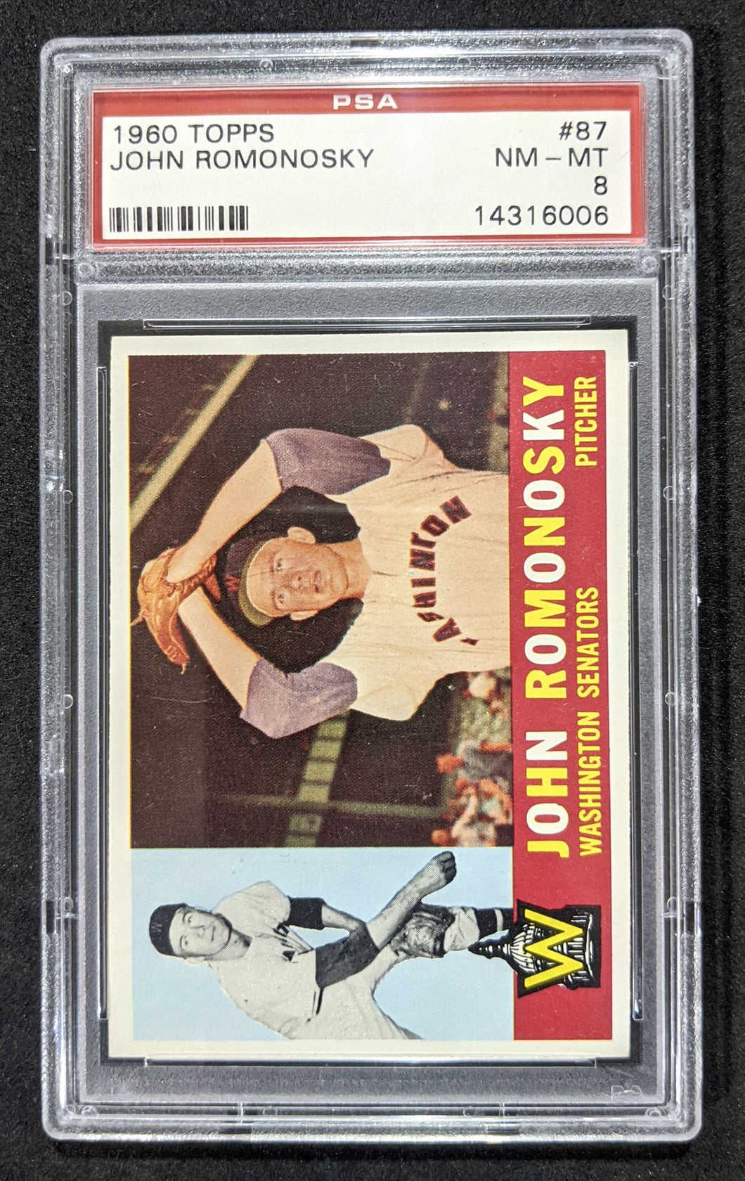 1960 Topps John Romonosky #87 PSA NM-MT 8 (Well Centered), 14316006