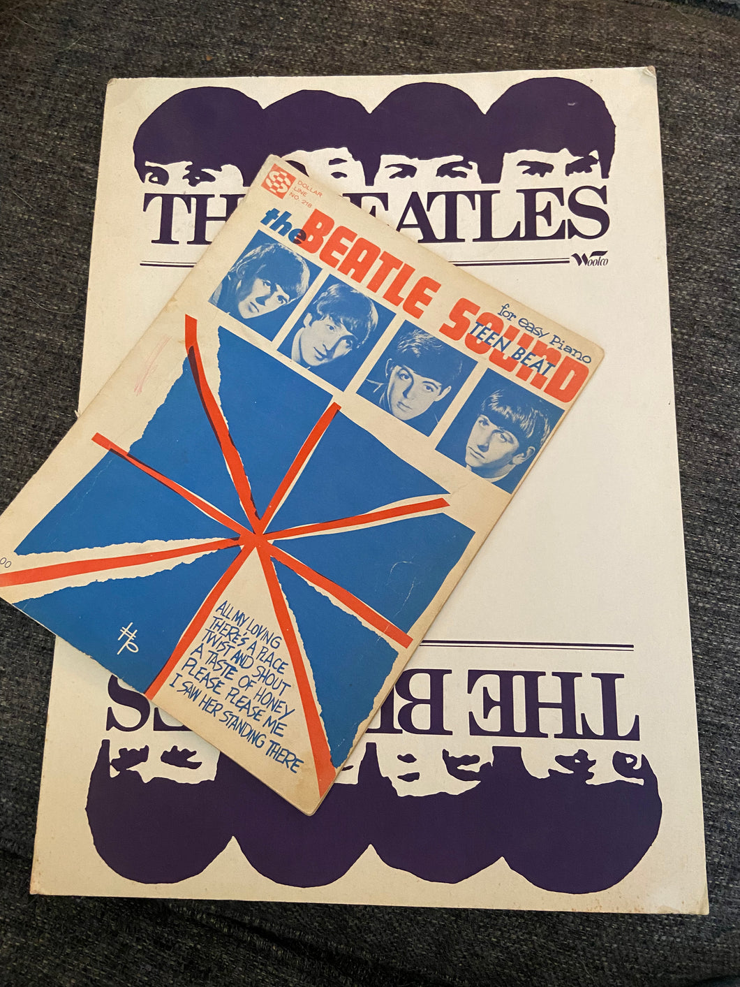 2 Assorted Pieces of BEATLES Memorabilia - Poster, Piano Music