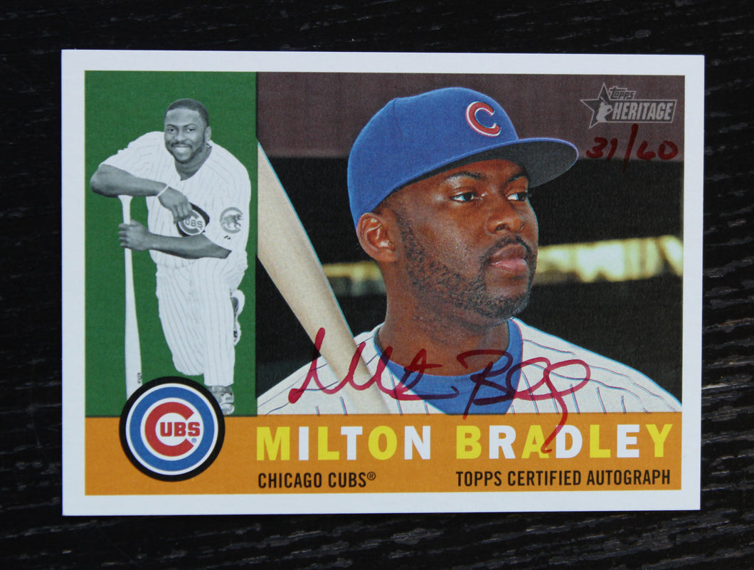 2009 Topps Heritage Real One Red Ink Milton Bradley Autograph 31/60