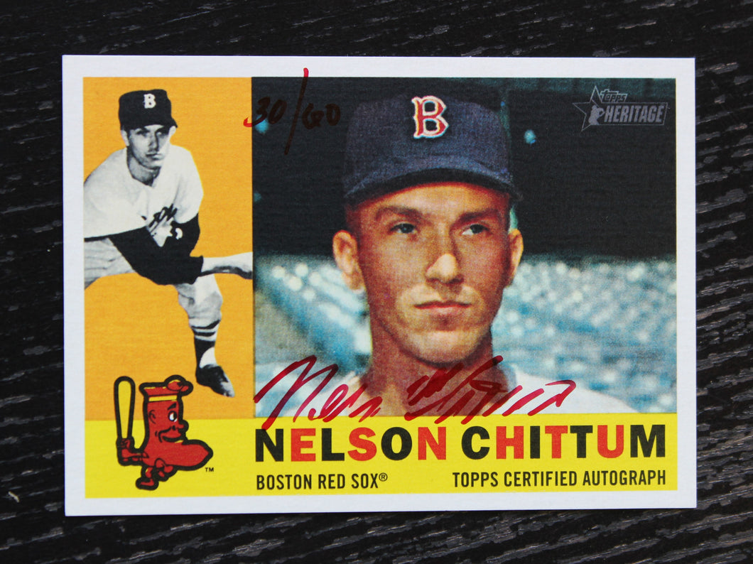 2009 Topps Heritage Real One Red Ink Nelson Chittum Autograph 30/60