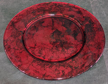 Load image into Gallery viewer, Antiqued Red Black Marbled Glass Charger Plate - 12.5&quot;
