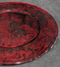 Load image into Gallery viewer, Antiqued Red Black Marbled Glass Charger Plate - 12.5&quot;

