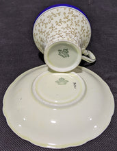 Load image into Gallery viewer, Aynsley Bone China Tea Cup &amp; Saucer -- Corset Shape - Cobalt Blue &amp; Twig
