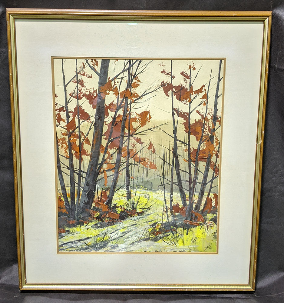 Original Oil & Watercolour, Mixed Media Artwork - Autumn Forest - Signed