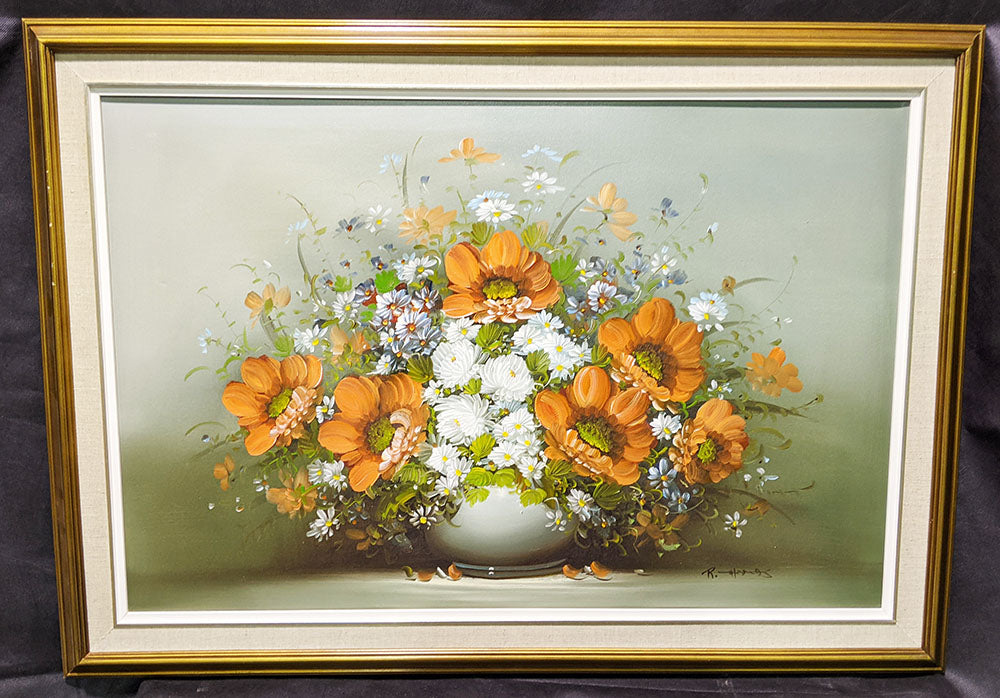 Bright Orange Still Life Painting on Canvas - Orange Bouquet