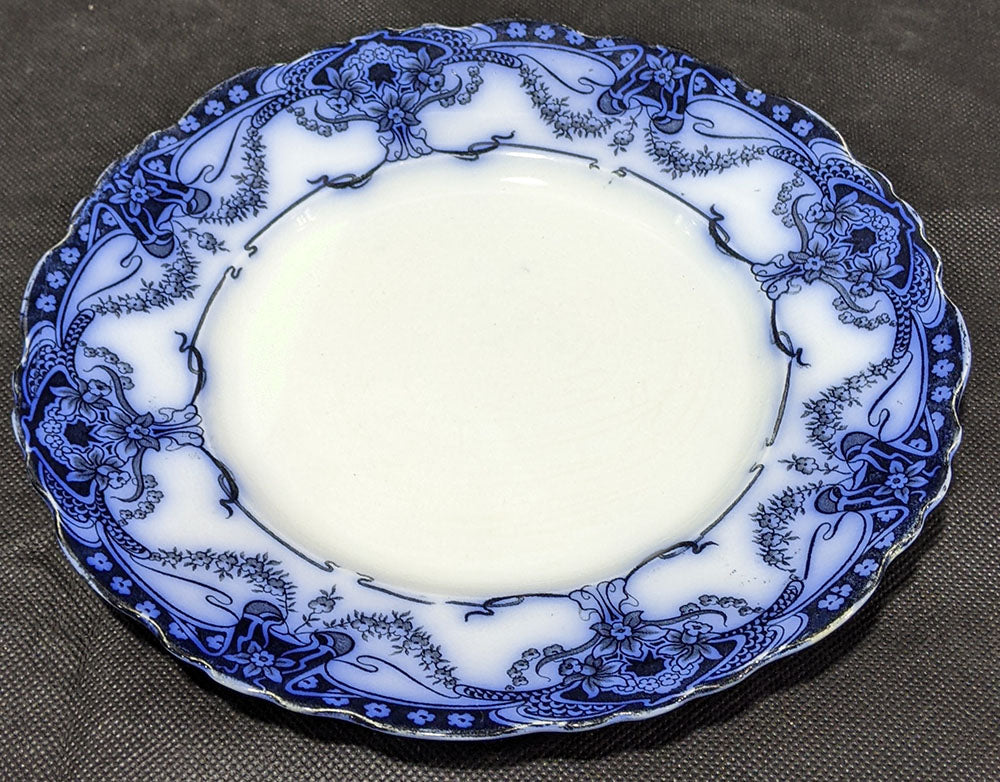 Royal Premier Semi Porcelain Flow Blue Dinner Plate - H. Alcock & Co.