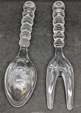 Load image into Gallery viewer, Vintage Hughes Glass Cornflower Salad Serving Set
