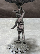 Load image into Gallery viewer, Cast Iron Art Figural Boy Plant Stand

