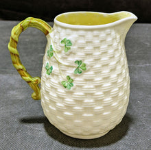 Load image into Gallery viewer, Belleek Green Mark Basket Weave Shamrock Small Pitcher

