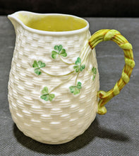 Load image into Gallery viewer, Belleek Green Mark Basket Weave Shamrock Small Pitcher
