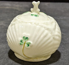 Load image into Gallery viewer, Belleek Green Mark Shamrock Porcelain Jam Pot
