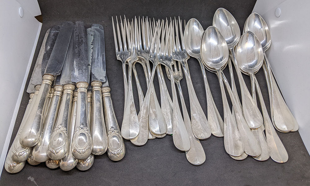 RARE - CHRISTOFLE - Silver Plated Flatware Service for 12 - LOUIS XVI