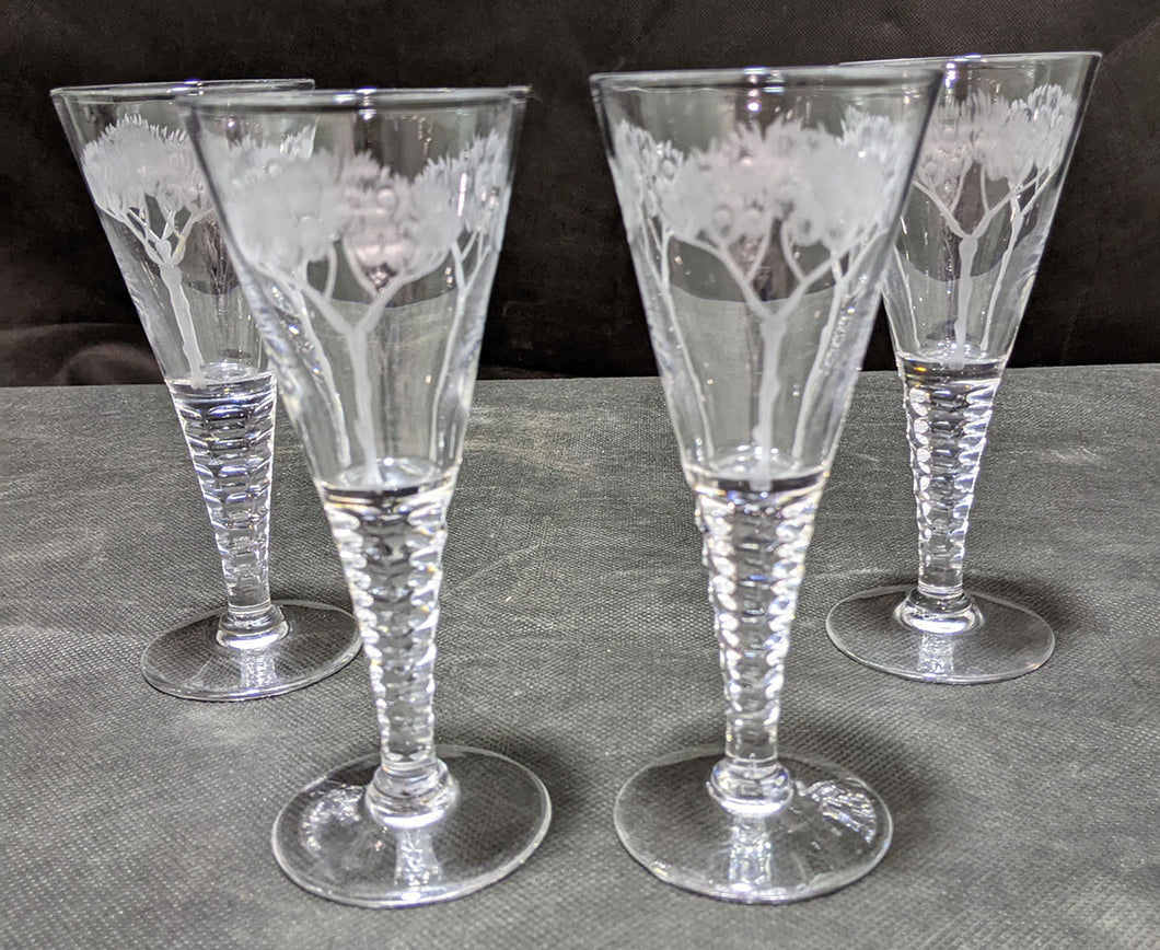Stuart Crystal Eden Pattern Set of (4) Sherry Glasses